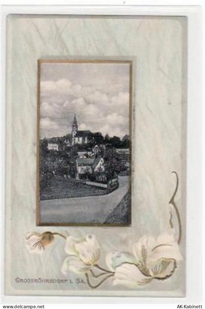 Großröhrsdorf, Prägekarte mit Blick auf die Kirche ungelaufen Gute Erhal... - 39030956
