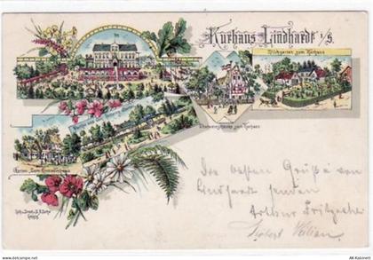 Lindhardt bei Naunhof, Lithographie mit fünf Abbildungen vom Kurhaus gel... - 39020253