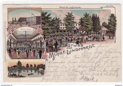 Naunhof, Lithographie mit Gast- u. Logirhaus Mühle Lindhardt. Außenansic... - 39020127