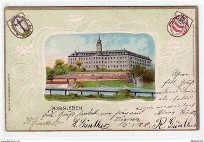 Prägedruck Lithographie Rossleben mit Klosterschule gelaufen von 1902 kl... - 39011819