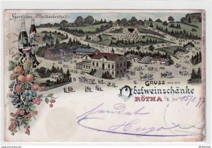 Rötha i. S., Lithographie mit Obstweinschänke 1897. Oxydationsspuren an ... - 39019767