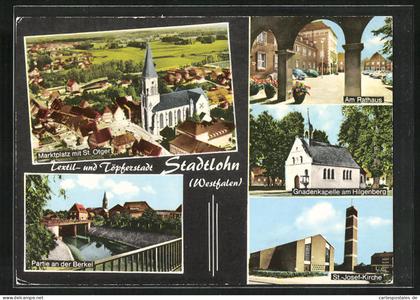 AK Stadtlohn /Westf., Marktplatz mit St. Otger, Rathaus, Gnadenkapelle