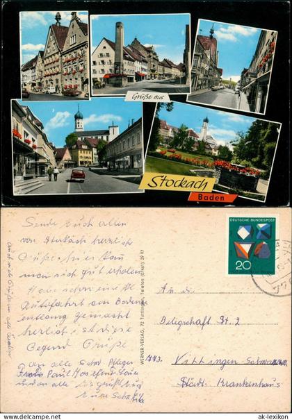 Stockach Straßen Ansichten mit Autos, Häuser, Gebäude 1969   AK gelaufen