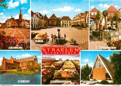 Straelen Marktplatz Haus-Coul Blumenversteigerun Kirchen Brunnen