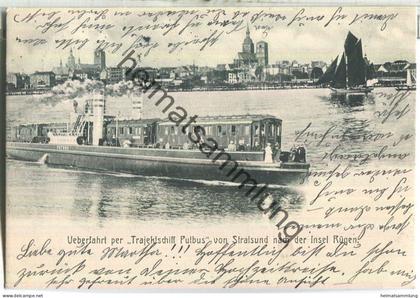 Stralsund - Überfahrt per Trajektschiff Putbus von Stralsund nach der Insel Rügen - Eisenbahn