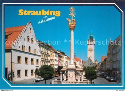 Straubing Dreifaltigkeitssaeule Stadtturm