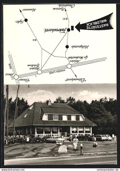 AK Fahrenhorst / Stuhr, Hotel-Raststätte Waldblick, VW Käfer