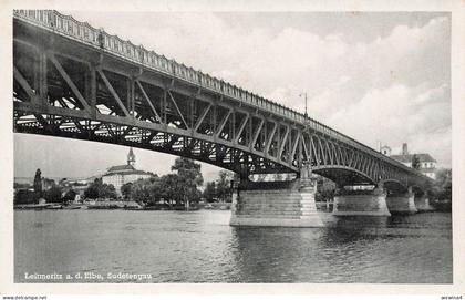 Brücke in Leitmeritz an der Elbe Sudetengau Sudeten Postkarte AK