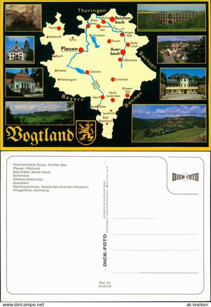 .Vogtland Mehrbildkarte Vogtland mit Landkarte und 8 Ansichten 1995