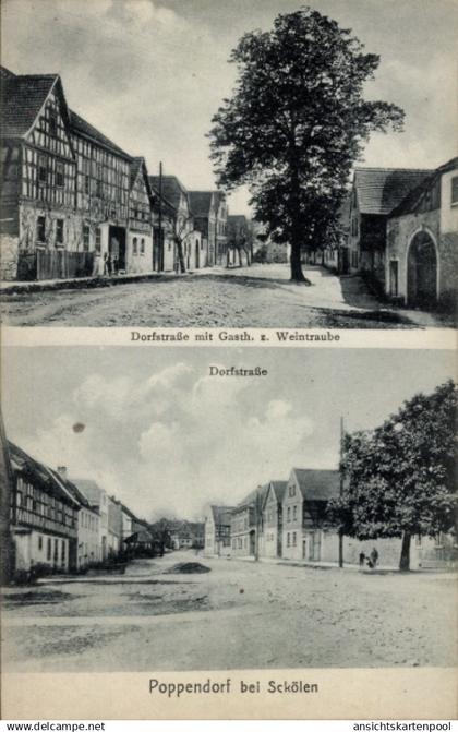 CPA Poppendorf Schkölen in Thüringen, Dorfstraße, Gasthaus zur Weintraube