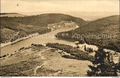 Frankenhain Thueringen Blick von der Schlossbergkanzel zum Luetschestausee