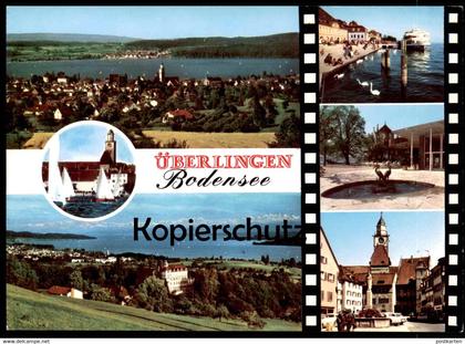 ÄLTERE POSTKARTE KURSTADT ÜBERLINGEN BODENSEE Brunnen Fischreiher Schiff fontaine fountain Schwan cygne swan postcard