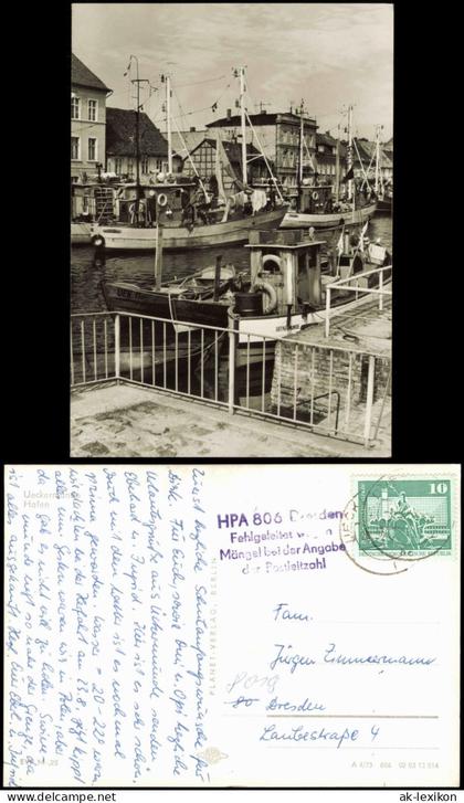 Ansichtskarte Ueckermünde Hafen Fischerboote 1973