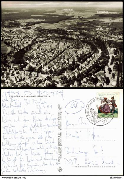 Villingen-Schwenningen Luftaufnahme mit Saba, Kienzle, Binder, Königsfeld 1981