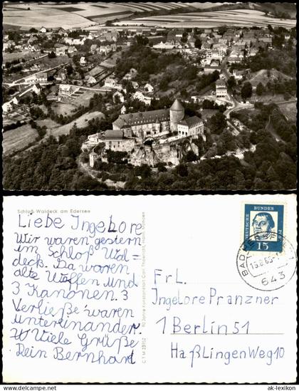 Waldeck (am Edersee) Schloss Waldeck aus der Vogelschau-Perspektive 1965