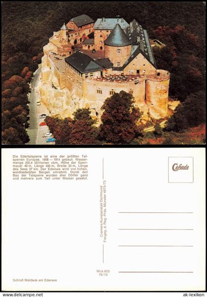 Waldeck (am Edersee) Schloss Waldeck vom Flugzeug aus, Luftaufnahme 1978