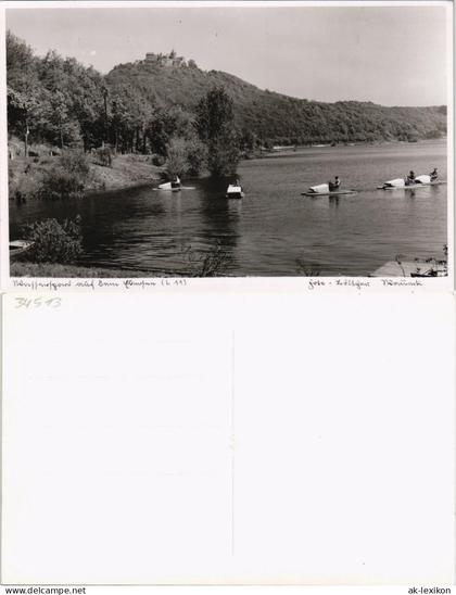 Waldeck (am Edersee) Wassersport Tretboote auf Edersee mit Burg Waldeck 1961