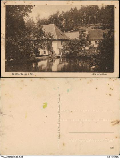 Ansichtskarte Waldenburg (Sachsen) Glänzelmühle 1926