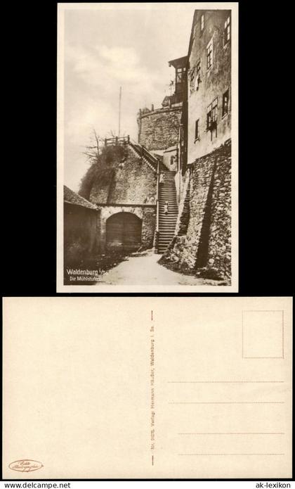 Ansichtskarte Waldenburg (Sachsen) Schloss. Die Mühlstufen. 1928