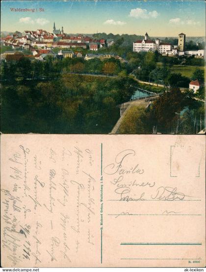 Ansichtskarte Waldenburg (Sachsen) Stadt und Schloß 1916