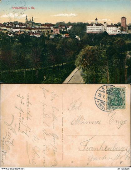 Ansichtskarte Waldenburg (Sachsen) Stadtpartie - Weg zur Stadt 1912