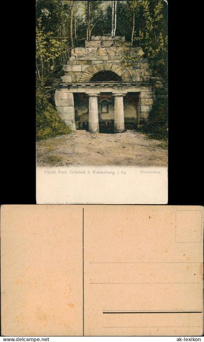 Waldenburg (Sachsen) Fürstlicher Park Grünfeld Hirschtränke 1912