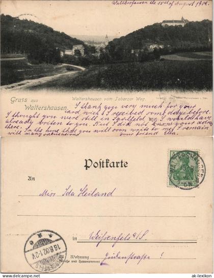 Ansichtskarte Waltershausen vom Tabarzer Weg 1902