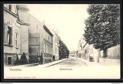 AK Wanzleben, Ritterstrasse mit Bäumen