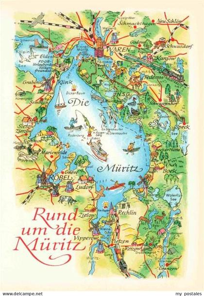 Waren Mueritz Gebietskarte Rund um die Mueritz