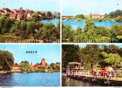 Waren Mueritz Tiefwarensee Kietz Bruecke Blick auf Waren