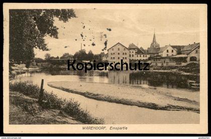 ALTE POSTKARTE WARENDORF EMSPARTIE EMS 1927 Briefmarke Michel Nr. 127c Freimarke 100 Pfennig 4 Mark Posthorn AK postcard