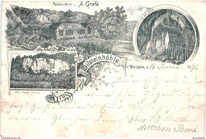 Gruss von der Bilsteinhöhle bei Warstein - Litho