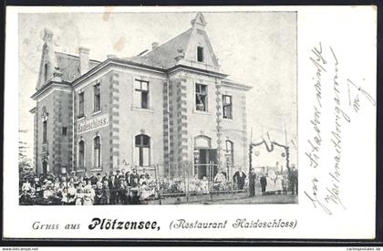 AK Berlin-Plötzensee, Restaurant Haideschloss mit Gästen