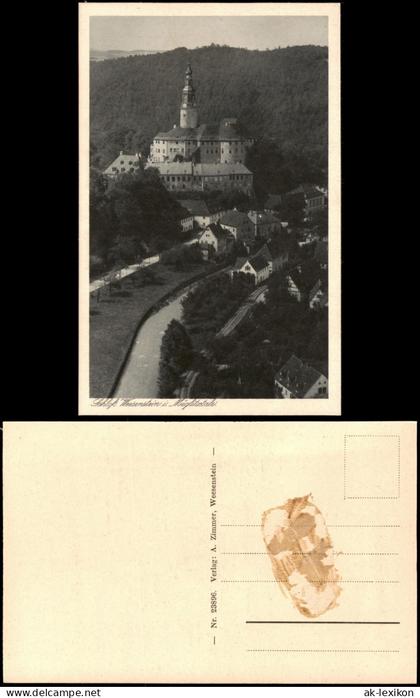 Ansichtskarte Weesenstein (Müglitz) Schloss Weesenstein u. Bahnhof 1927