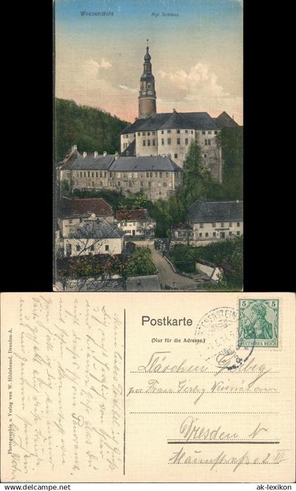 Ansichtskarte Weesenstein (Müglitz) Straße, Restaurant Schloss 1914