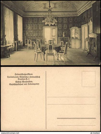 Weesenstein (Müglitz) Gesellschaftssaal mit Lebertapeten Schloß Weesenstein 1910