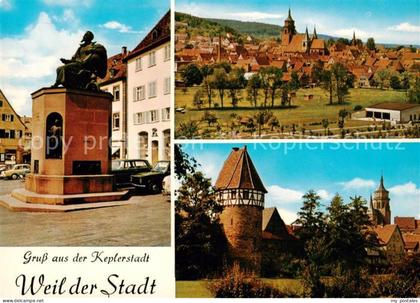 Weil der Stadt Kepler Denkmal Panorama Partie an der Stadtmauer