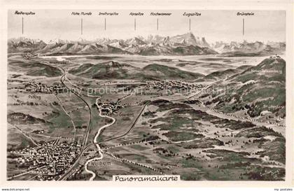 Weilheim  Oberbayern Panoramakarte