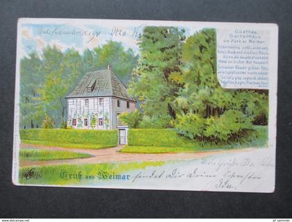 AK 1903 Weimar. Goethes Gartenhaus im Park. Gruß aus Weimar. Rob. Möbius Kunstanstalt