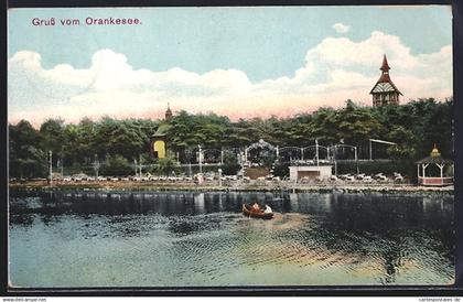 AK Berlin-Hohenschönhausen, Gasthaus am Orankesee mit Seeterrasse