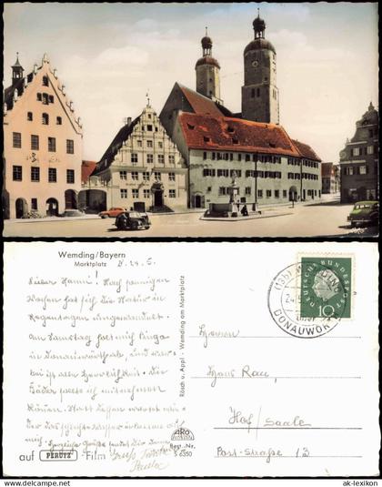 Ansichtskarte Wemding Marktplatz 1957