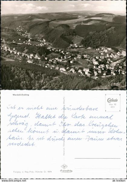 Ansichtskarte Werdohl Luftbild Werdohl Ortsteil EVEKING vom Flugzeug aus 1961