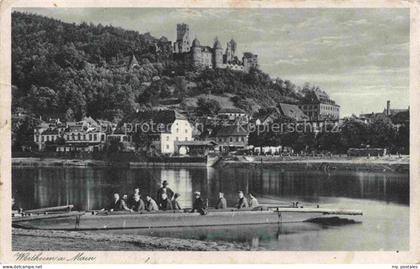 Wertheim Main BW Main Burg-Wertheim Fluss Stadtpanorama Faehre Personengruppe Bu