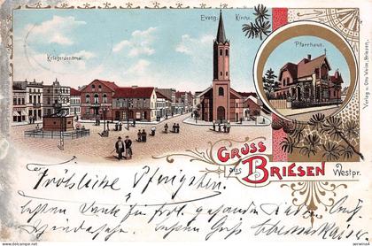 Gruss aus Briesen Westpr. (Wąbrzeźno) Kirche Pfarrhaus Postkarte Litho AK 1901