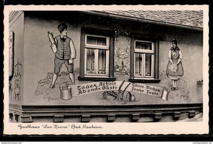 AK Bad Nauheim, Gasthaus Zur Krone, Wandgemälde Wetterauer Trachten