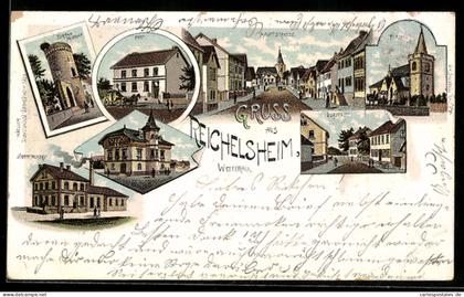 Lithographie Reichelsheim /Wetterau, Hauptstrasse, Post, Dampfmolkerei