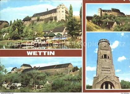 Wettin Unterburg mit Saale und Faehre