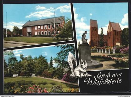 AK Wiefelstede /Oldb., Park und Kirche mit Friedhof