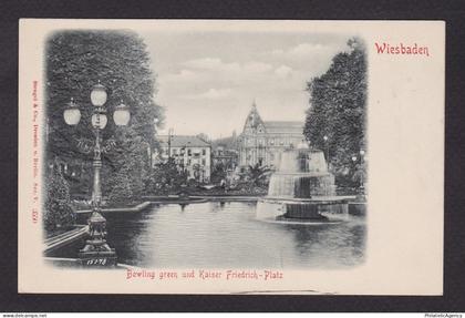GERMANY, Postcard, Wiesbaden, Bowling green and Kaiser Friedrich-Platz