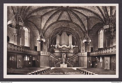Vintage postcard interior Luther Church Wiesbaden Hesse Germany organ altar